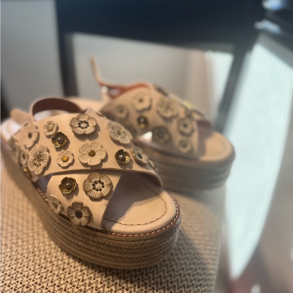 Coach Espadrille Wedge Sandals with Tea Rose - Picture 3 of 14